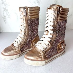 Ash Kid Rose Gold Glitter boots